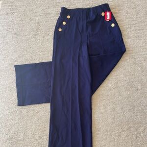 NWT Tall Medium: SPANX Lapis Blue Pants with Gold Buttons (M)